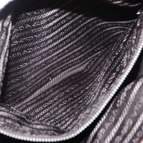 PRADA Shoulder Bag Nylon Khaki Silver Auth BA8644