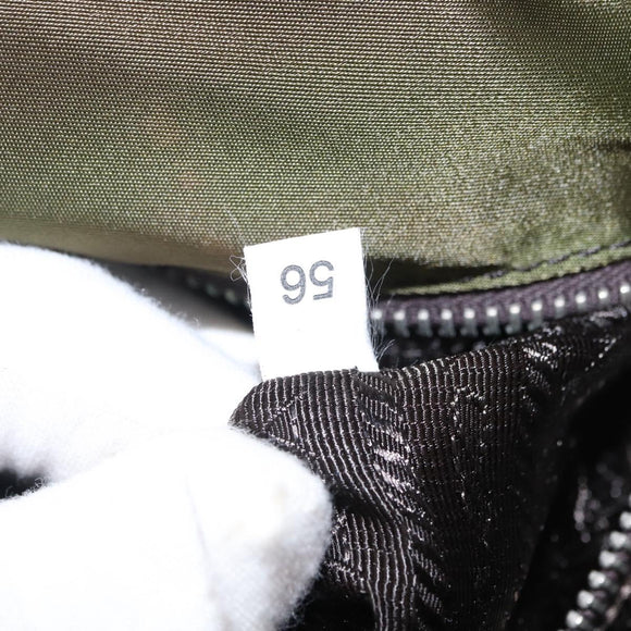 PRADA Shoulder Bag Nylon Khaki Silver Auth BA8644