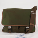 PRADA Shoulder Bag Nylon Khaki Silver Auth BA8644-27