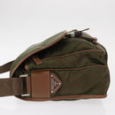 PRADA Shoulder Bag Nylon Khaki Silver Auth BA8644-5