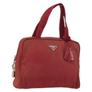 PRADA Hand Bag Nylon Red Silver Auth BA8645-1