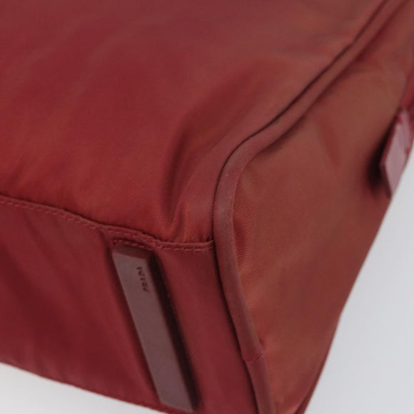 PRADA Hand Bag Nylon Red Silver Auth BA8645
