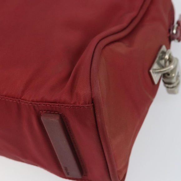 PRADA Hand Bag Nylon Red Silver Auth BA8645
