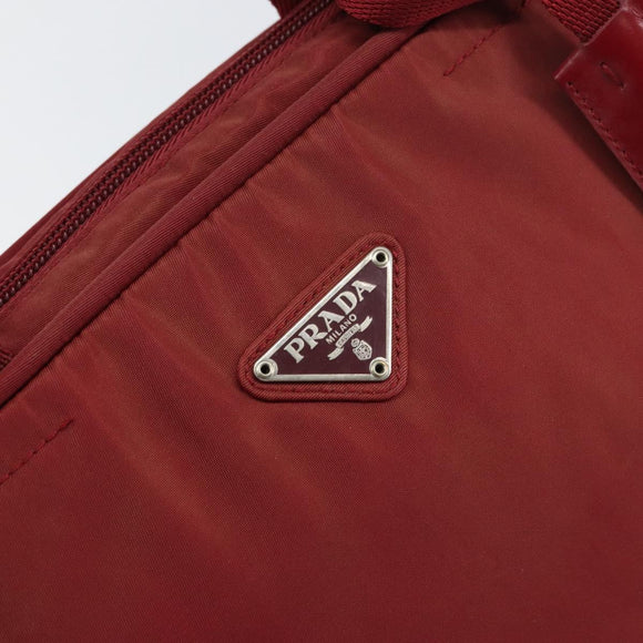 PRADA Hand Bag Nylon Red Silver Auth BA8645