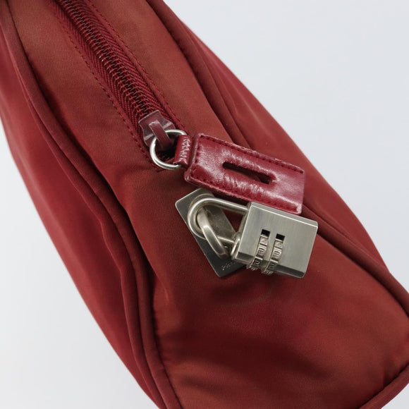 PRADA Hand Bag Nylon Red Silver Auth BA8645