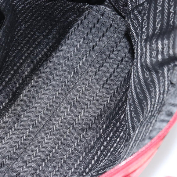 PRADA Hand Bag Nylon Red Silver Auth BA8645