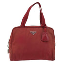PRADA Hand Bag Nylon Red Silver Auth BA8645-13
