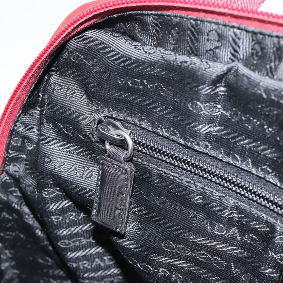 PRADA Hand Bag Nylon Red Silver Auth BA8645