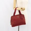 PRADA Hand Bag Nylon Red Silver Auth BA8645-25