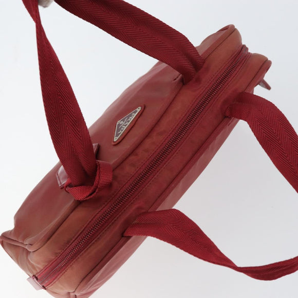 PRADA Hand Bag Nylon Red Silver Auth BA8645