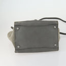 PRADA Studs Hand Bag Suede Leather 2way Gray Silver Auth BA8646-5