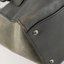 PRADA Studs Hand Bag Suede Leather 2way Gray Silver Auth BA8646-16