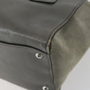 PRADA Studs Hand Bag Suede Leather 2way Gray Silver Auth BA8646-17