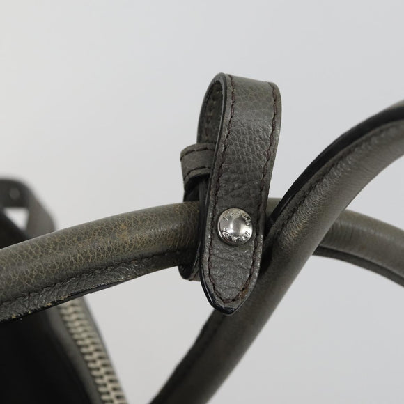 PRADA Studs Hand Bag Suede Leather 2way Gray Silver Auth BA8646