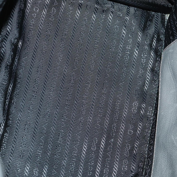 PRADA Studs Hand Bag Suede Leather 2way Gray Silver Auth BA8646