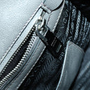 PRADA Studs Hand Bag Suede Leather 2way Gray Silver Auth BA8646-23