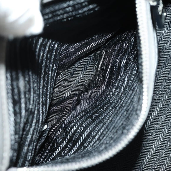 PRADA Studs Hand Bag Suede Leather 2way Gray Silver Auth BA8646