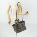 PRADA Studs Hand Bag Suede Leather 2way Gray Silver Auth BA8646-25