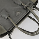PRADA Studs Hand Bag Suede Leather 2way Gray Silver Auth BA8646-6