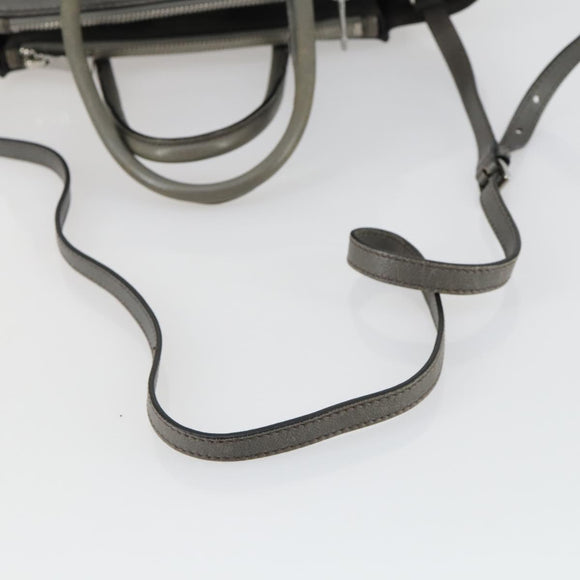 PRADA Studs Hand Bag Suede Leather 2way Gray Silver Auth BA8646