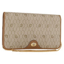 Christian Dior Trotter Canvas Chain Shoulder Bag Beige Gold Auth BA8648-1