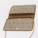 Christian Dior Trotter Canvas Chain Shoulder Bag Beige Gold Auth BA8648-15
