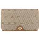 Christian Dior Trotter Canvas Chain Shoulder Bag Beige Gold Auth BA8648-2