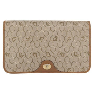 Christian Dior Trotter Canvas Chain Shoulder Bag Beige Gold Auth BA8648 - 0