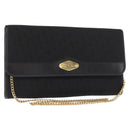 Christian Dior Trotter Canvas Chain Shoulder Bag Black Gold Auth BA8649-1