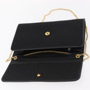 Christian Dior Trotter Canvas Chain Shoulder Bag Black Gold Auth BA8649-9