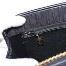 Christian Dior Trotter Canvas Chain Shoulder Bag Black Gold Auth BA8649-20