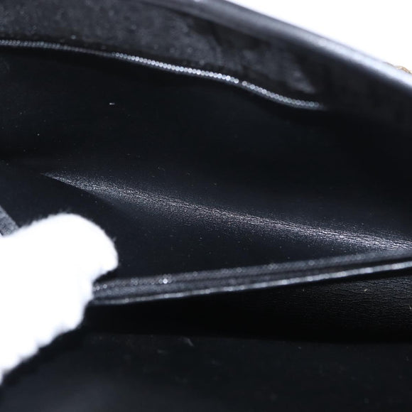 Christian Dior Trotter Canvas Chain Shoulder Bag Black Gold Auth BA8649