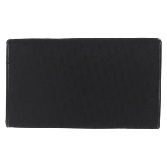 Christian Dior Trotter Canvas Chain Shoulder Bag Black Gold Auth BA8649