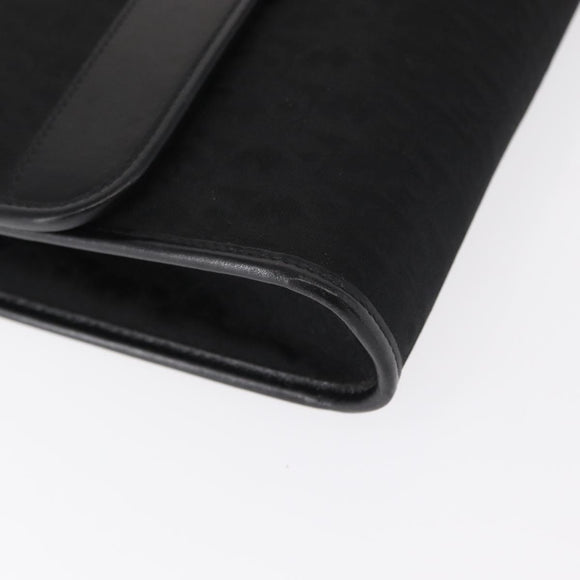 Christian Dior Trotter Canvas Chain Shoulder Bag Black Gold Auth BA8649