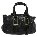 Chloe Etel Hand Bag Leather 2way Black Gold Auth BA865-1