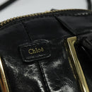 Chloe Etel Hand Bag Leather 2way Black Gold Auth BA865-19