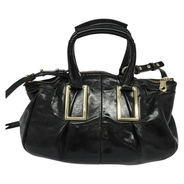 Chloe Etel Hand Bag Leather 2way Black Gold Auth BA865 - 0