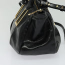 Chloe Etel Hand Bag Leather 2way Black Gold Auth BA865-3