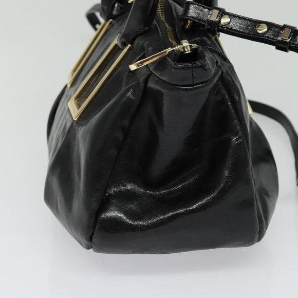 Chloe Etel Hand Bag Leather 2way Black Gold Auth BA865