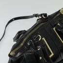 Chloe Etel Hand Bag Leather 2way Black Gold Auth BA865-6