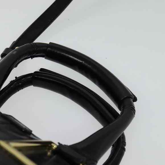 Chloe Etel Hand Bag Leather 2way Black Gold Auth BA865