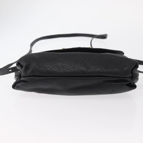 Chloe Lily Hand Bag Leather 2way Black Gold Auth BA8650