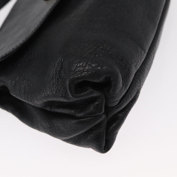 Chloe Lily Hand Bag Leather 2way Black Gold Auth BA8650