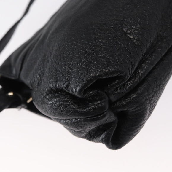 Chloe Lily Hand Bag Leather 2way Black Gold Auth BA8650