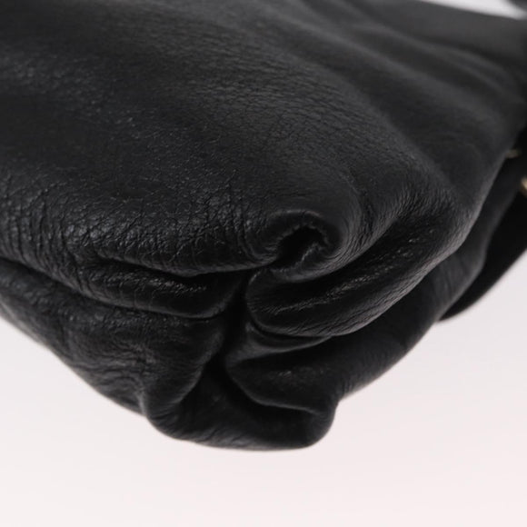 Chloe Lily Hand Bag Leather 2way Black Gold Auth BA8650