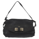 Chloe Lily Hand Bag Leather 2way Black Gold Auth BA8650-13