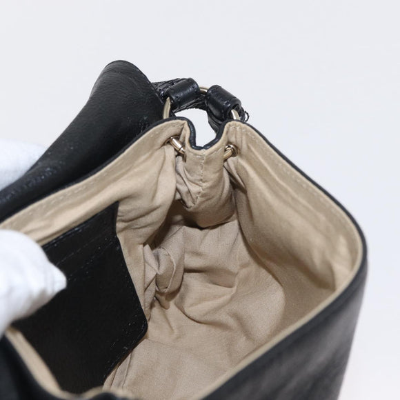 Chloe Lily Hand Bag Leather 2way Black Gold Auth BA8650