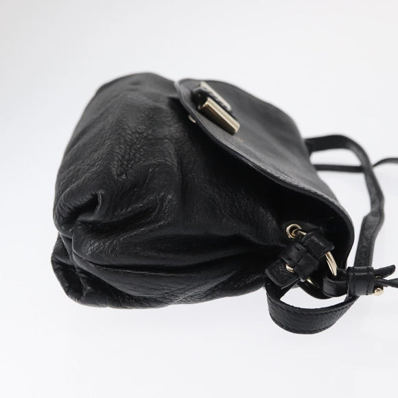 Chloe Lily Hand Bag Leather 2way Black Gold Auth BA8650