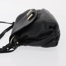 Chloe Lily Hand Bag Leather 2way Black Gold Auth BA8650-4