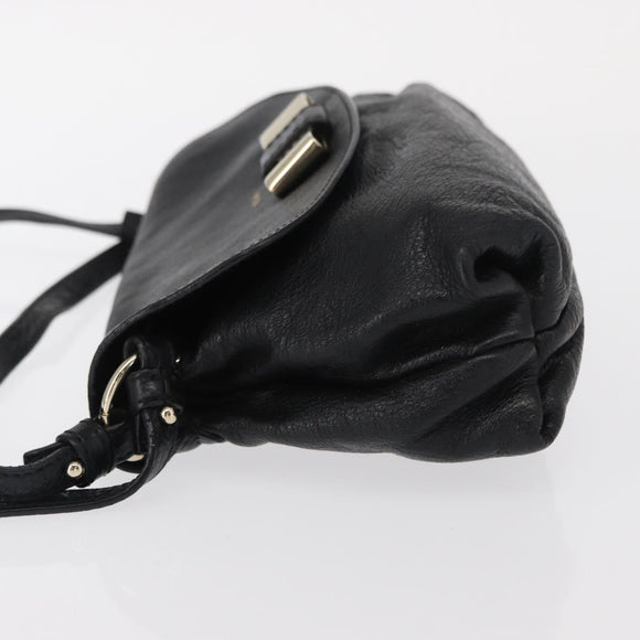 Chloe Lily Hand Bag Leather 2way Black Gold Auth BA8650